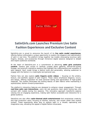 SatinGirls.com Launches Premium Live Satin Fashion Experiences and Exclusive Content