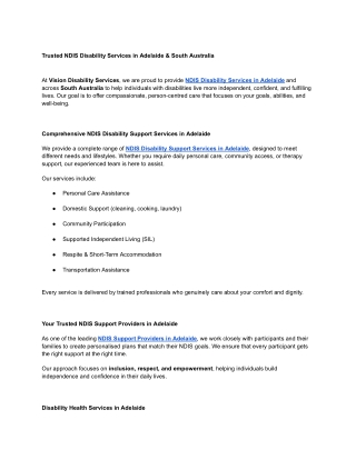 Trusted NDIS Disability Services in Adelaide & South Australia