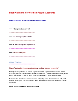Best Platforms For Verified Paypal Accounts