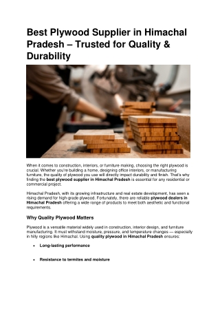 Best Plywood Supplier in Himachal Pradesh – Trusted for Quality & Durability