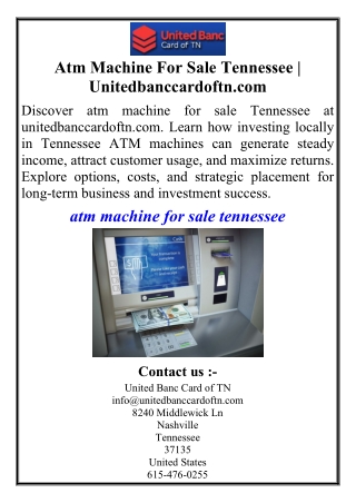 Atm Machine For Sale Tennessee | Unitedbanccardoftn.com