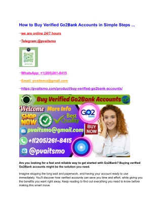How to Buy Verified Go2Bank Accounts in Simple Steps