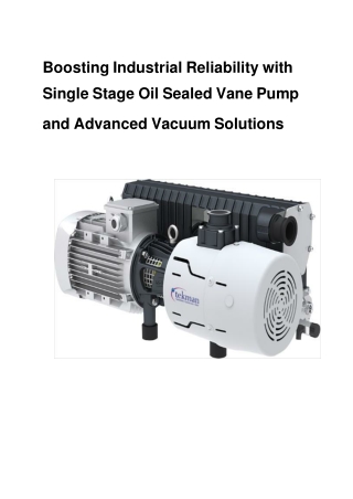 Boosting Industrial Reliability with Single Stage Oil Sealed Vane Pump and Advanced Vacuum Solutions