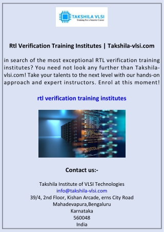 Rtl Verification Training Institutes Takshila-vlsi.com