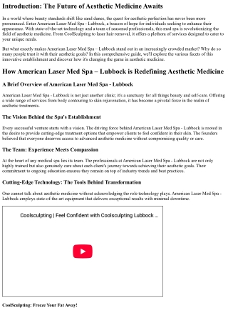 How American Laser Med Spa – Lubbock is Redefining Aesthetic Medicine