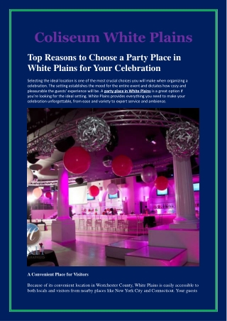 Top Reasons to Choose a Party Place in White Plains for Your Celebration