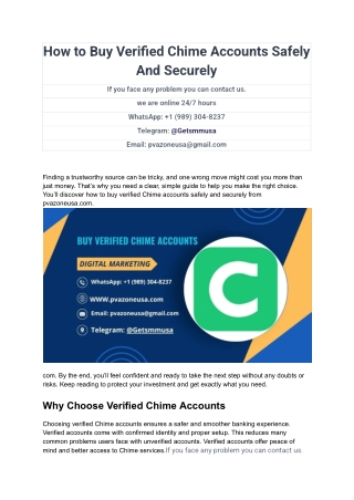 Where to Purchase Verified Chime Accounts with Confidence