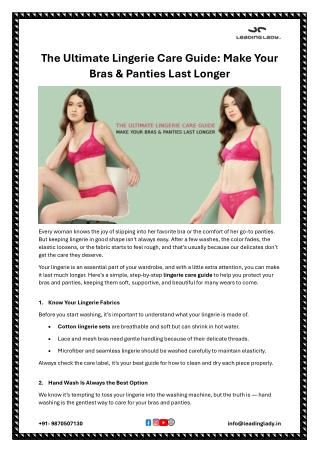 The Ultimate Lingerie Care Guide: Make Your Bras & Panties Last Longer