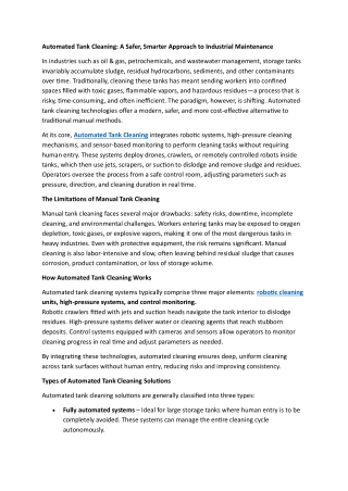 Automated Tank Cleaning