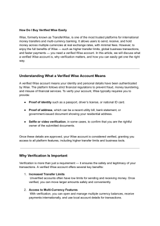 How Do I Buy Verified Wise Accounts  Easily