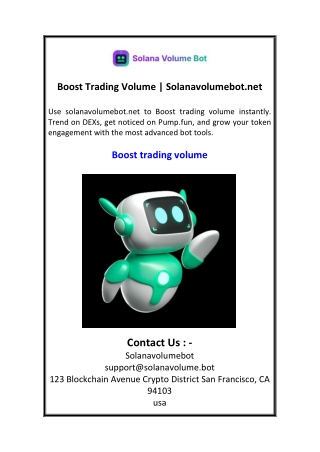 Boost Trading Volume  Solanavolumebot.net