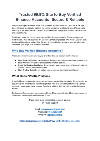 Trusted 99.9% Site to Buy Verified Binance Accounts_ Secure & Reliable