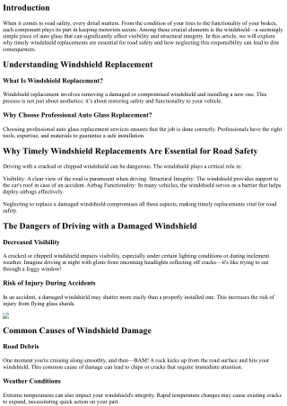 Why Timely Windshield Replacements Are Essential for Road Safety