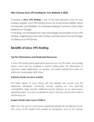 Why Choose Linux VPS Hosting for Your Website in 2025