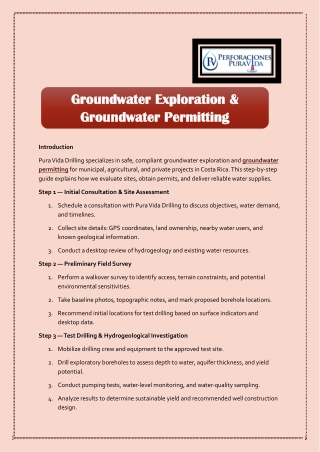 Groundwater Exploration & Groundwater Permitting