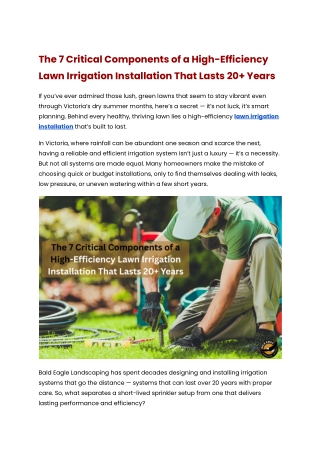 The 7 Critical Components of a High-Efficiency Lawn Irrigation Installation That Lasts 20  Years