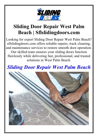 Sliding Door Repair West Palm Beach | Sflslidingdoors.com