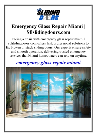 Emergency Glass Repair Miami | Sflslidingdoors.com