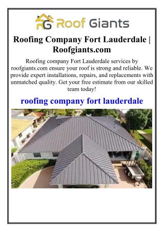 Roofing Company Fort Lauderdale | Roofgiants.com
