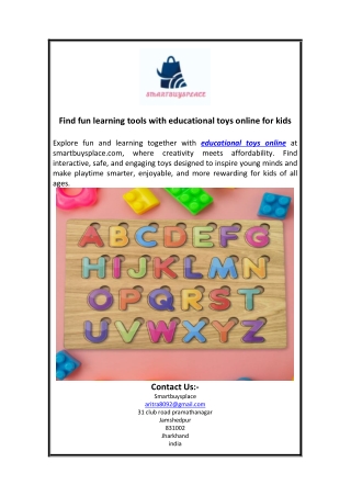 Find fun learning tools with educational toys online for kids