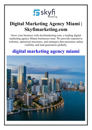Digital Marketing Agency Miami | Skyfimarketing.com