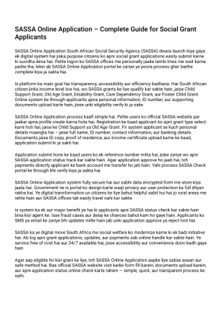 SASSA Online Application – Complete Guide for Social Grant Applicants