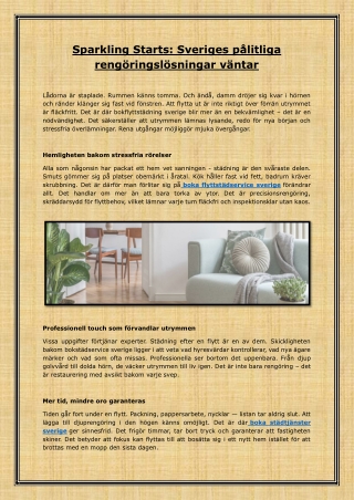 Sparkling Starts: Sveriges pålitliga rengöringslösningar väntar