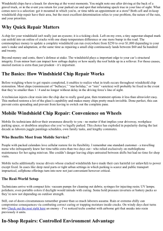 Mobile vs. In-Shop: Where to Get Your Windshield Chips Repaired?