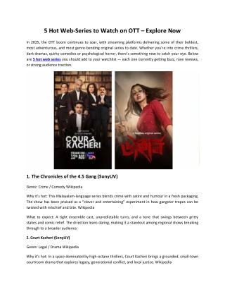 5 Hot Web-Series to Watch on OTT - 4SidesPlay