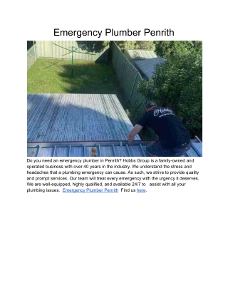 Emergency Plumber Penrith