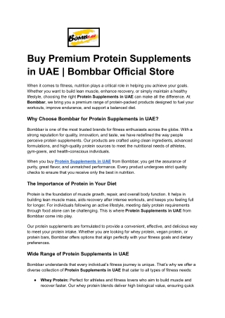 Buy Premium Protein Supplements in UAE _ Bombbar Official Store