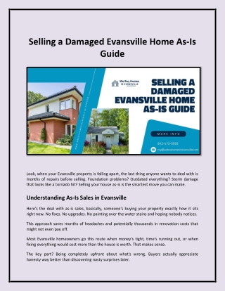 Selling a Damaged Evansville Home As-Is Guide