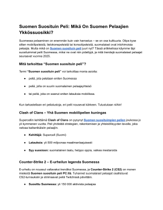 Suomen Suosituin Peli_ Mikä On Suomen Pelaajien Ykkössuosikki