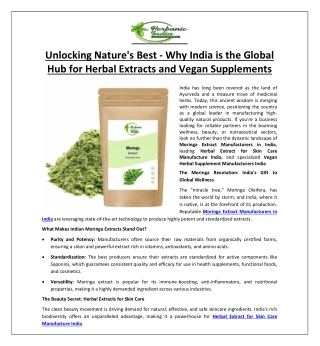 Why India is the Global Hub for Herbal Extracts and Vegan Supplements