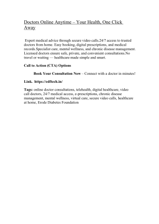 Doctors Online Anytime – Your Health