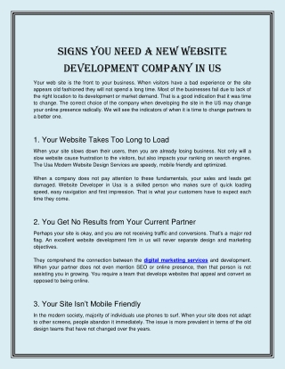 Signs You Need a New Website Development Company in US