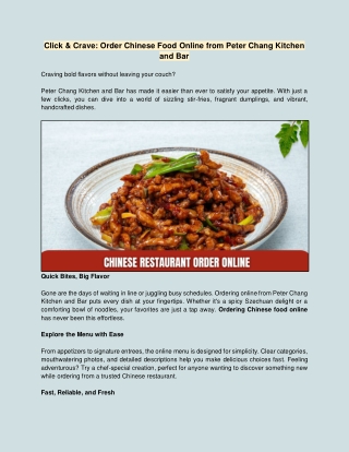 Click & Crave: Order Chinese Food Online from Peter Chang Kitchen and Bar