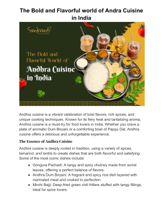 The Bold and Flavorful world of Andra Cuisine in India