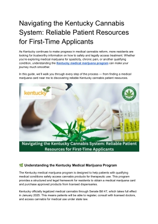Navigating the Kentucky Cannabis System Reliable Patient Resources for FirstTime Applicants