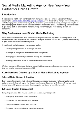 Social Media Marketing Agency Near You – Your Partner for Online Growth