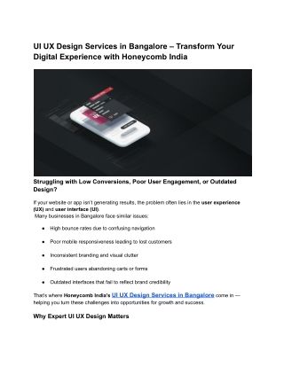 UI UX Design Services in Bangalore - Honeycomb India