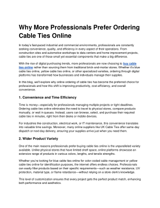 Blog - Why More Professionals Prefer Ordering Cable Ties Online