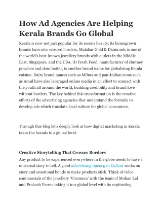 How Ad Agencies Are Helping Kerala Brands Go Global
