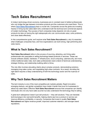 Tech Sales Recruitment