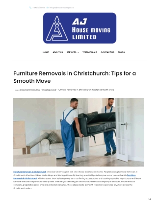 Furniture Removals in Christchurch: Tips for a Smooth Move