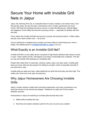 Invisible Grill Nets in Jaipur_ Safe & Stylish Homes