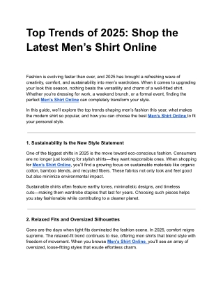 Top Trends of 2025: Shop the Latest Men’s Shirt Online