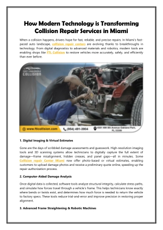 How Modern Technology is Transforming Collision Repair Services in Miami