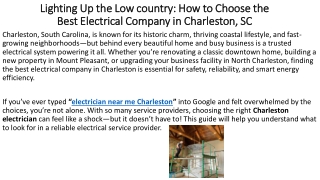 Lighting Up the Lowcountry How to Choose the Best Electrical Company in Charleston, SC (1)
