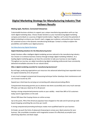 Digital Marketing Strategy for Manufacturing Industry That Delivers Results